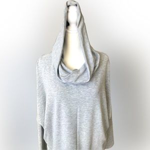 Jersey Sweater Gray Cowl Neck Pullover